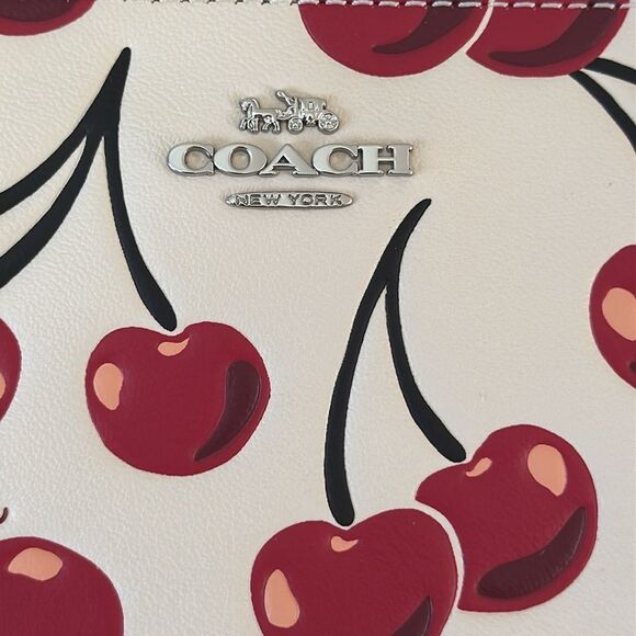 Coach New York Corner Zip Cherry Print Wristlet NWT - Picture 2 of 8